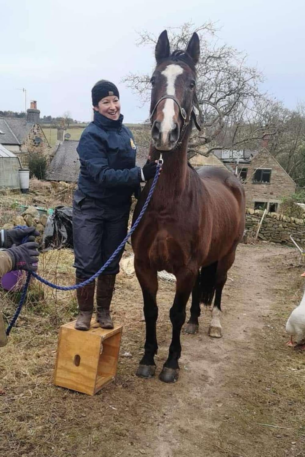 Sarah Standing On A Box With Horse